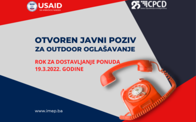 Otvoren javni poziv za za dostavljanje ponuda za outdoor oglašavanje