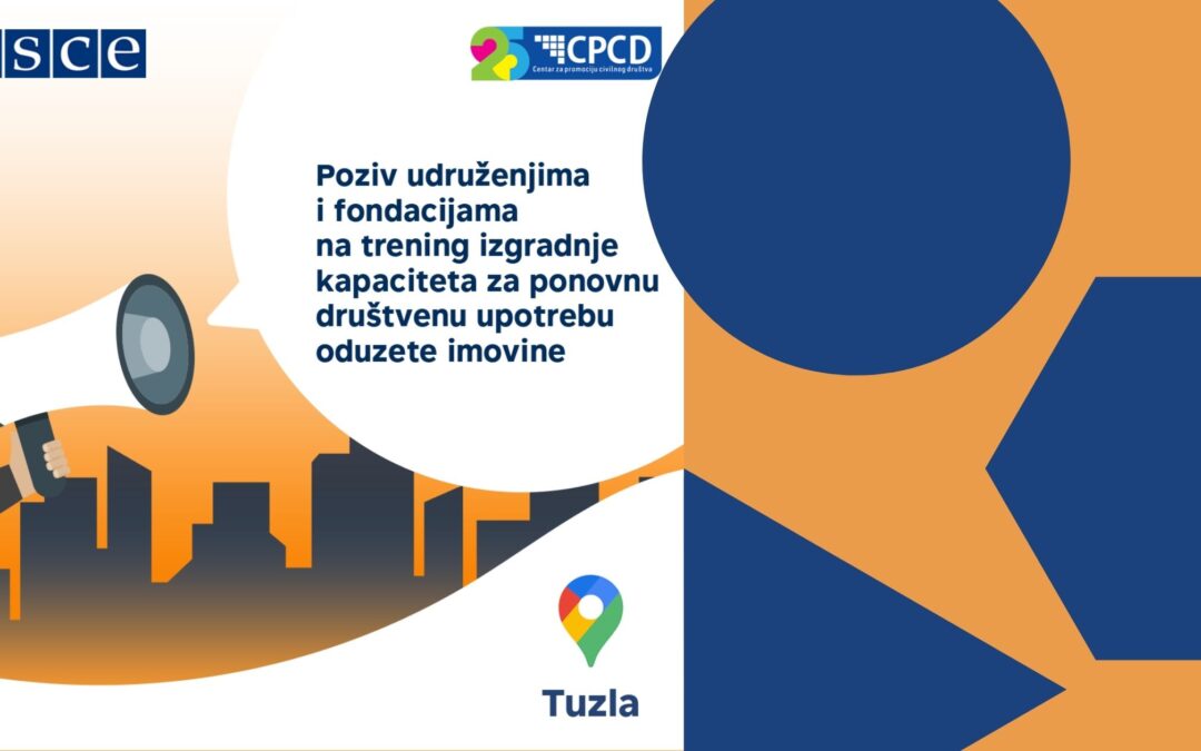 Trening za izgradnju kapaciteta OCD o ponovnoj upotrebi konfiskovane imovine iz organizovanog kriminala u Bosni i Hercegovini
