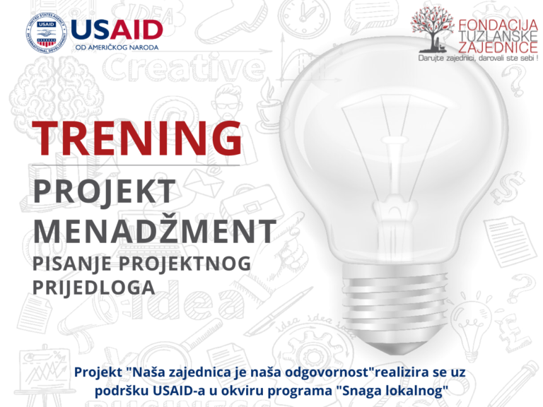 Poziv za prijave na trening “Projektni menadžment – pisanje i razvoj projektnog prijedloga”