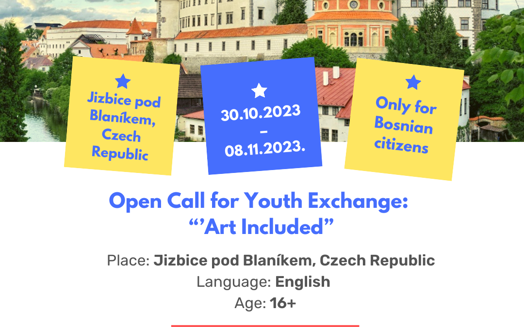 Otvoren poziv za 6 učesnika iz Bosne i Hercegovine za razmjenu u Češkoj Republici