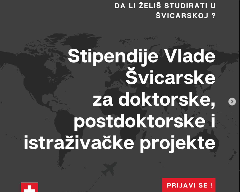 Stipendije Vlade Švicarske za doktorske, postdoktorske i istraživačke projekte